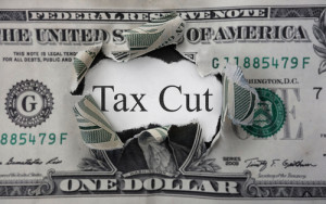 tax cut in dollar bill