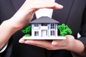 holding house in hand protecting